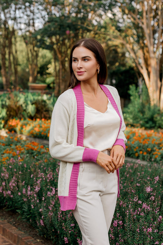 Blushing Ivory Braided Lightweight Cardigan