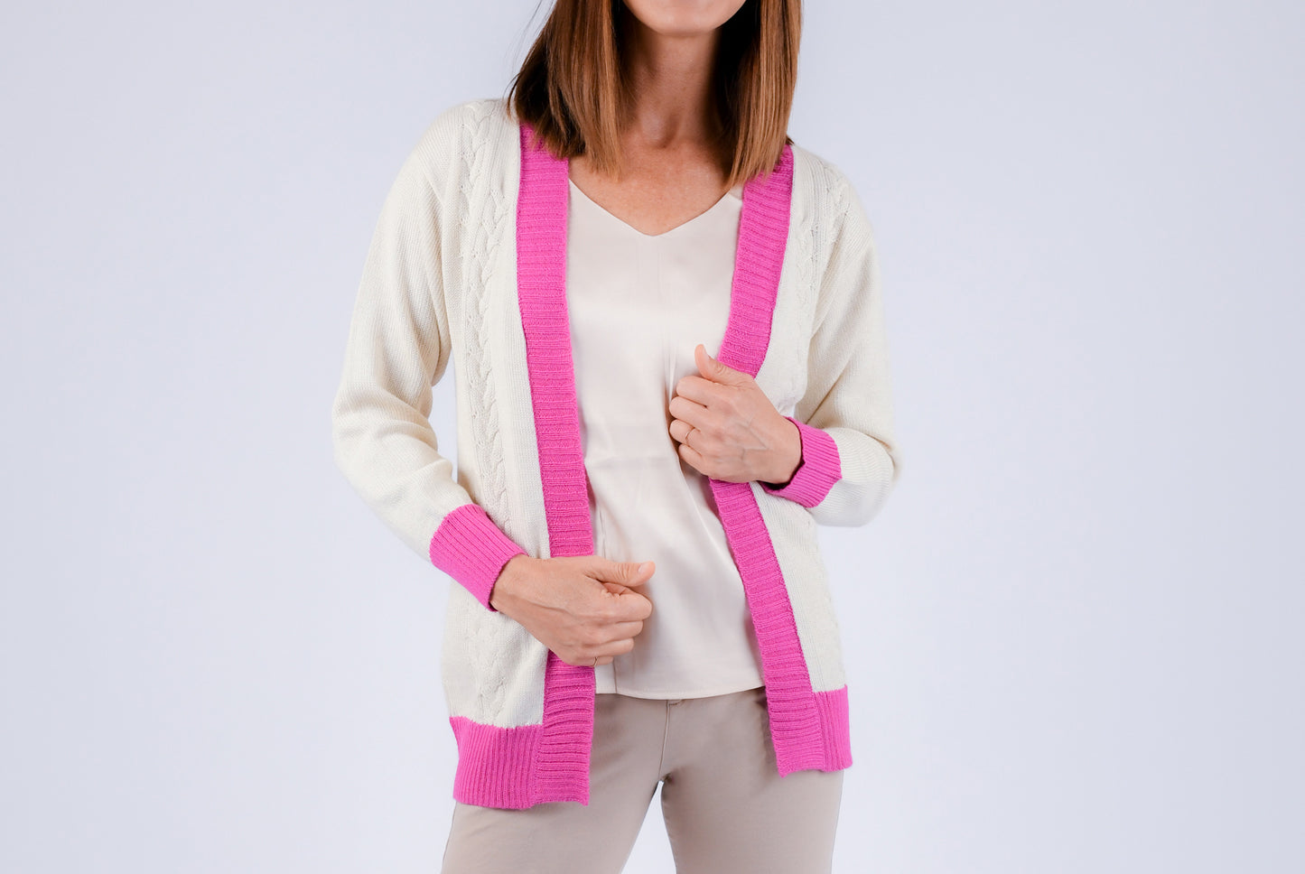 Blushing Ivory Braided Lightweight Cardigan