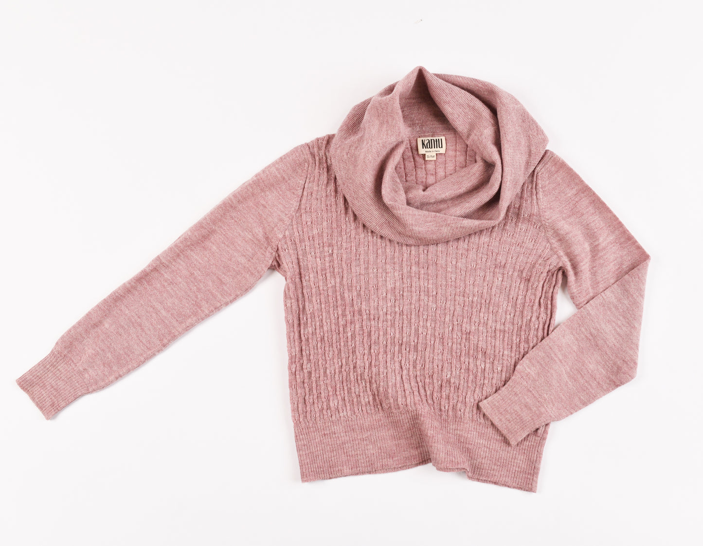 Dusty Rosewood Cascade Turtleneck Lightweight Sweater