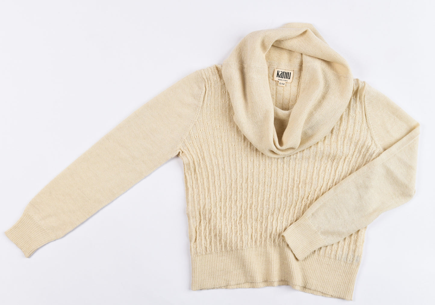 Ivory Dream Cascade Turtleneck Lightweight Sweater