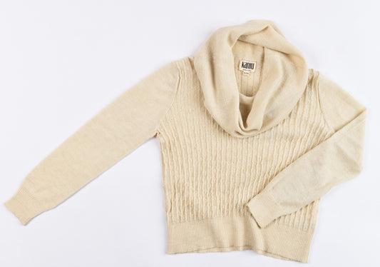 Ivory Dream Cascade Turtleneck Lightweight Sweater