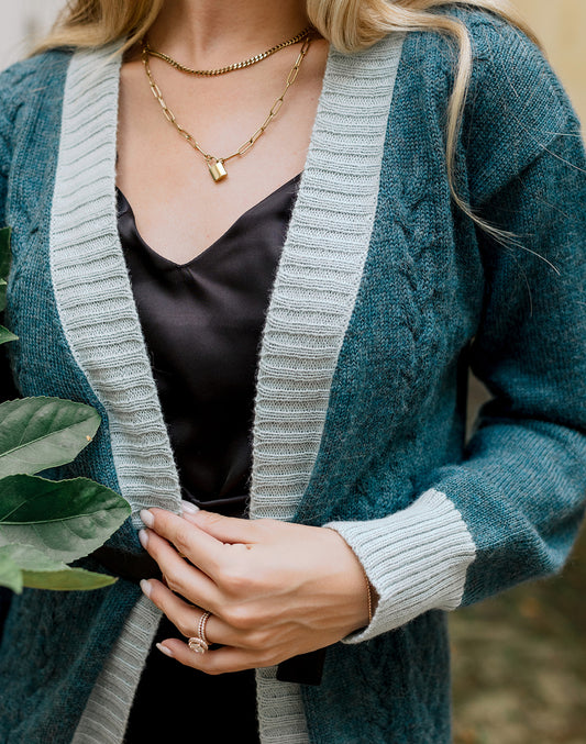 Lagoon Lush Braided Lightweight Cardigan