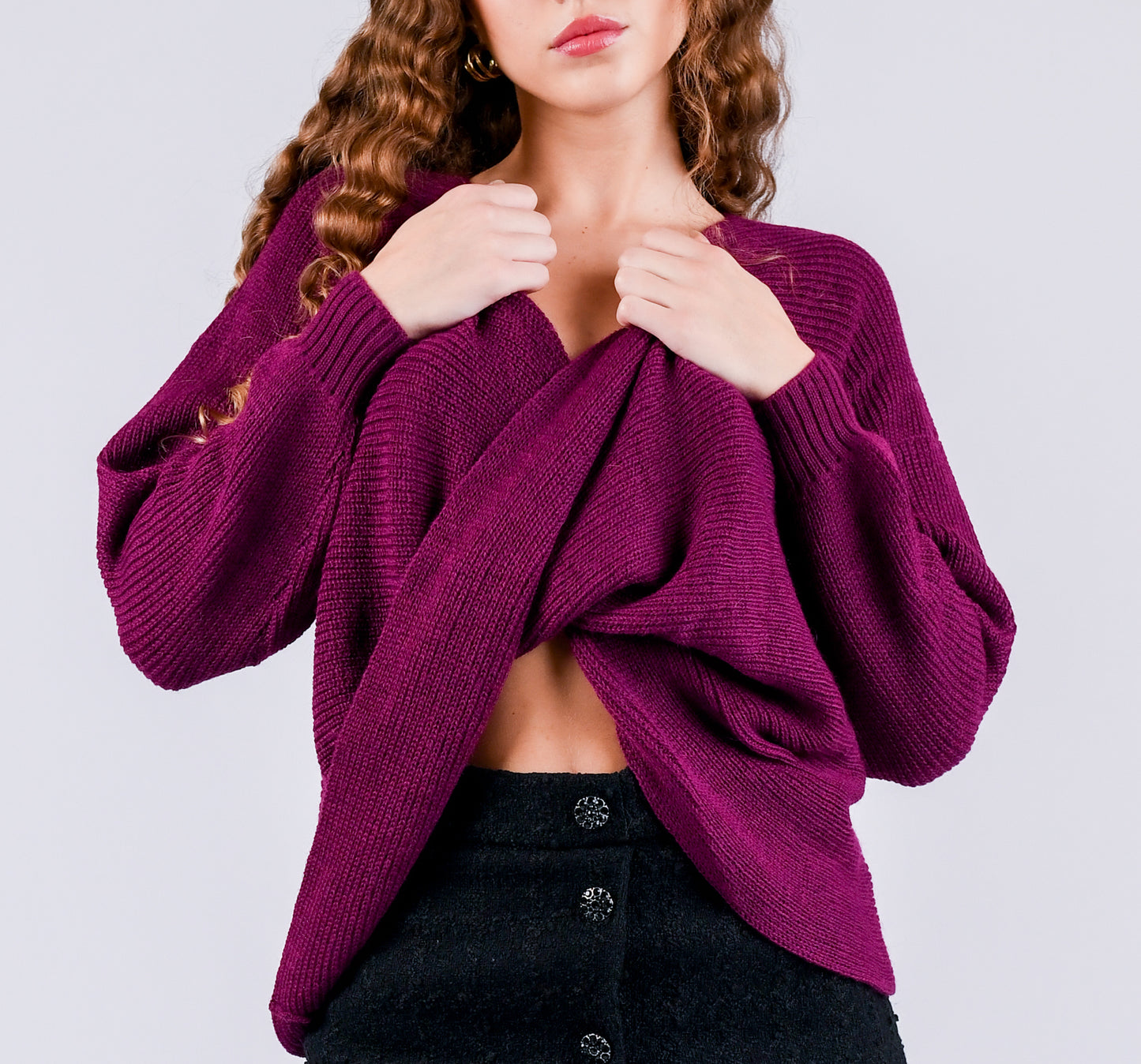 Merlot Magic Twisted Top Lightweight Sweater
