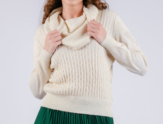 Ivory Dream Cascade Turtleneck Sweater